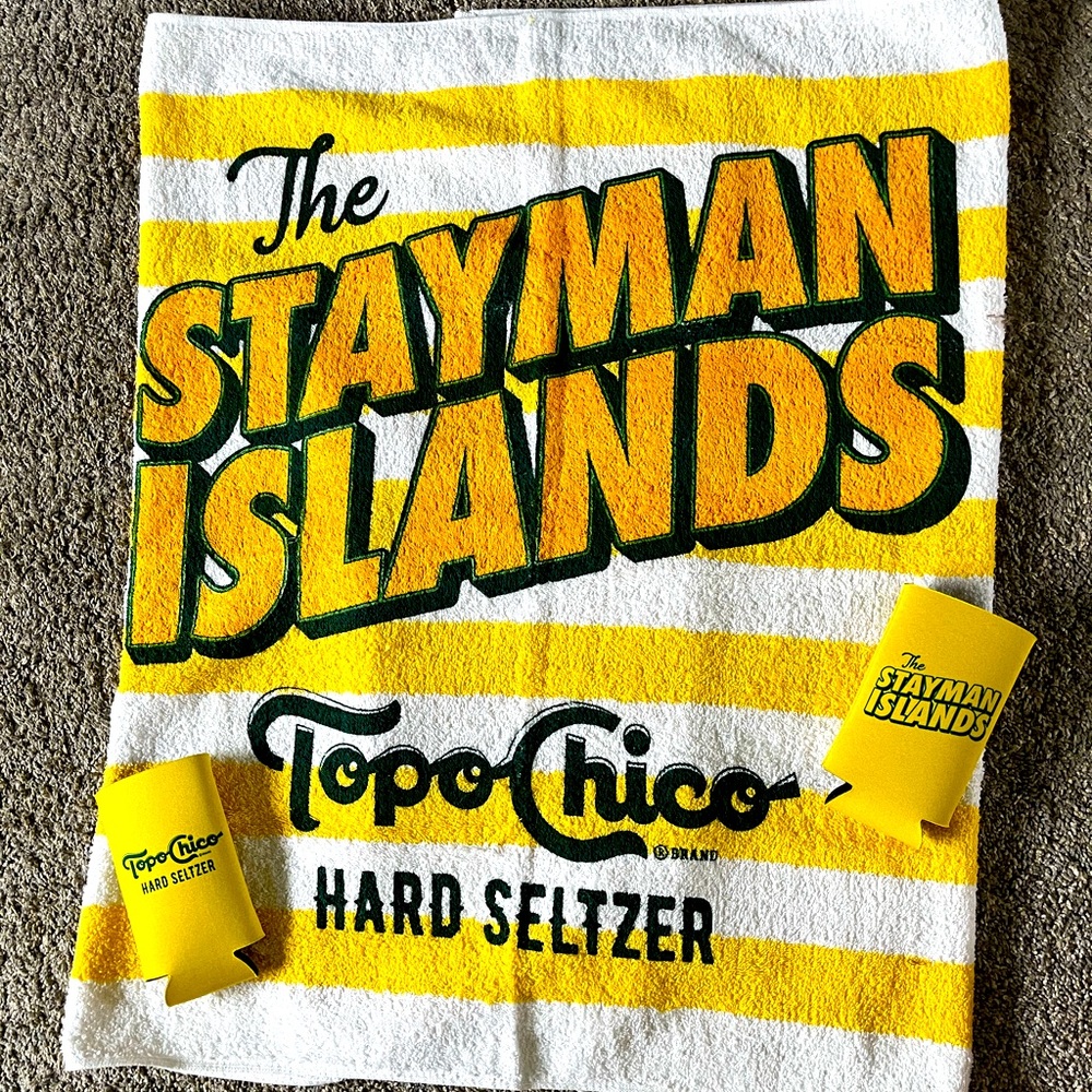 Topo Chico Hard Seltzer Beach Towel & 2 Can Coozies